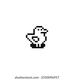 Cute chick emoji, pixel art style icon element design for logo, app, web, sticker. Isolated abstract vector illustration. Video game sprite. 