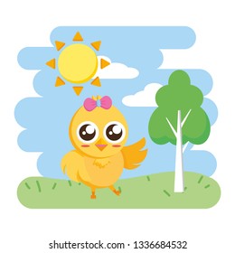cute chick female cartoon