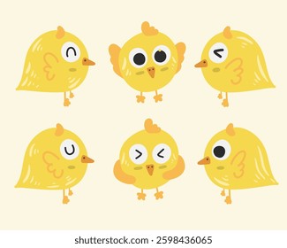 Cute chick handrawn illustration vector elements
