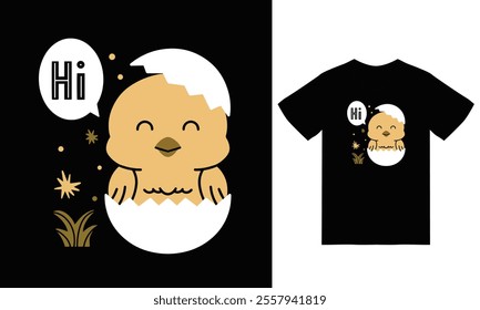 Cute chick illustration with tshirt design vector the Concept of Isolated Technology. Flat Cartoon Style Suitable for Landing Web Pages,T shirt, Flyers, Stickers