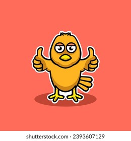 Cute chick mascot cartoon character illustration 