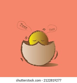 cute chick on broken egg shell cute animal icon