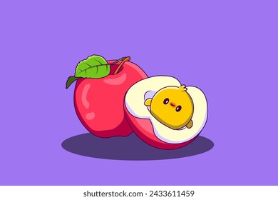 Cute Chick Sleeping on Apple