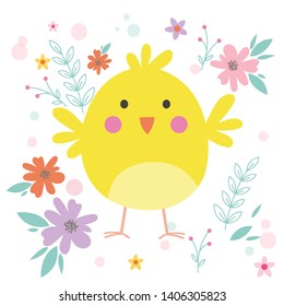 Cute Chick and some flowers for Easter design