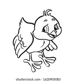 Cute chick. Spring vector illustration. Outlined for coloring book.