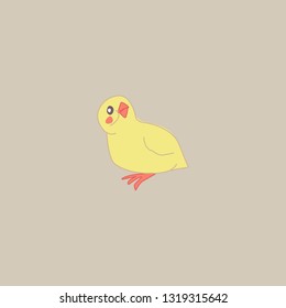 cute chick stands sideways and looks away