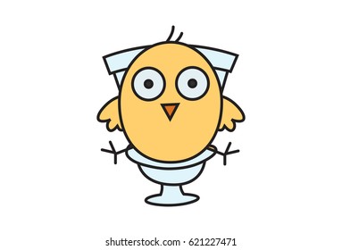 Cute Chick . Vector Illustration. Isolated on white background.