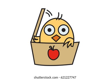 Cute Chick . Vector Illustration. Isolated on white background.