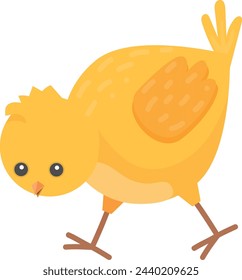 Cute chick walking. Baby chicken bird character