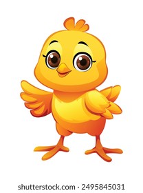 Cute chick waving. Vector cartoon illustration