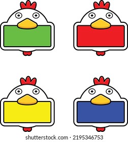cute chicken animal board color bundle set vector illustration design