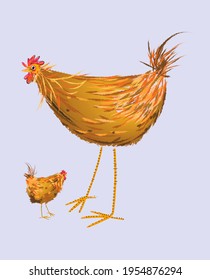 Cute chicken animal character, icon vector illustration.