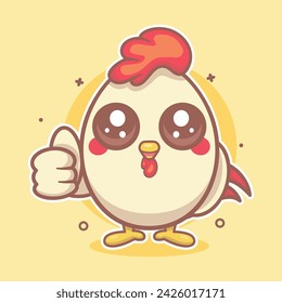 cute chicken animal character mascot with thumb up hand gesture isolated cartoon