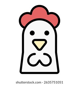 Cute Chicken Animal Icon Illustration