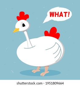 The cute chicken asks "what!" Vector image