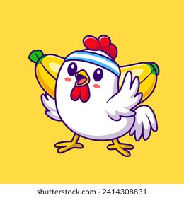 Cute Chicken With Banana Fruit Cartoon Vector Icon
Illustration. Animal Food Icon Concept Isolated Premium
Vector. Flat Cartoon Style