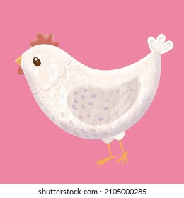 Juego de pájaros de pollo. Sentada sobre huevos en un juego de ilustraciones de gallina de aves domésticas en gallinero. Feliz Pascua. Elementos aislados en fondo blanco. EPS10