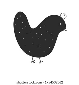 Cute chicken. Black and white vector illustration.In cartoon style. Elements for design cover food package, advertising banner, card.