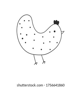Cute chicken. Black and white vector illustration.In cartoon style, line art. Elements for design cover food package, advertising banner, card.
