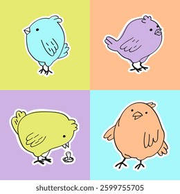 Cute chicken bright background. Seamless vector pattern. Adorable design for decorate packaging, wrapping paper, fabric, textile, wallpaper.