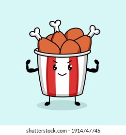 Cute a chicken bucket mascot logo design