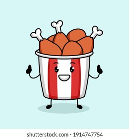 Cute a chicken bucket mascot logo design