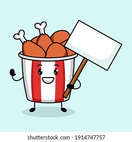 Cute a chicken bucket mascot logo design