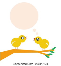 cute chicken cartoon with circle speech bubble