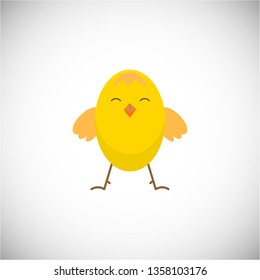 Cute chicken in cartoon, flat style. Funny yellow chicken can be used as design element, decoration. Vector illustration. EPS10