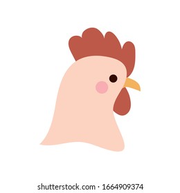 Cute chicken cartoon flat style icon design, Animal zoo life nature character childhood and adorable theme Vector illustration