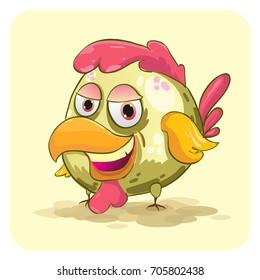 cute chicken cartoon, Funny chickens character vector illustration.