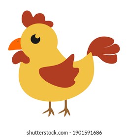 A cute chicken cartoon illustration for cildren book or flash card. A simple flat vector design.