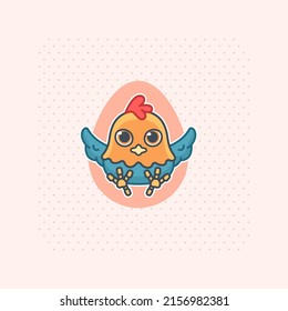 cute chicken cartoon illustration logo
