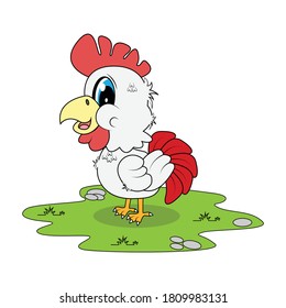 Cute chicken cartoon isolated on white background
