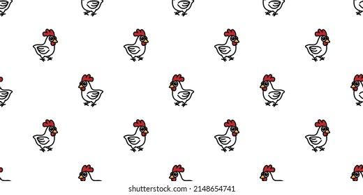 Cute chicken cartoon seamless pattern, vector illustration