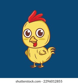 Cute chicken Cartoon Sticker vector Illustration