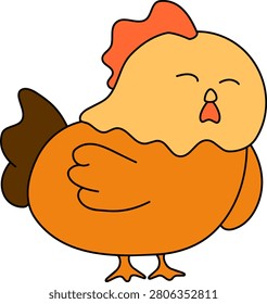 Cute chicken cartoon vector with adorable farm animal character design.