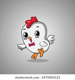 cute chicken cartoon vector icon illustration. Animal chicken mascot icon concept, isolated premium vector. Flat cartoon style