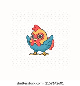 ilustración vectorial de dibujos animados de pollo lindo con vista lateral