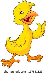 Cute chicken cartoon waving