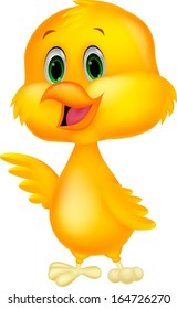 Cute chicken cartoon waving