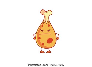 Cute Chicken Character angry. Vector Illustration. Isolated on white background.