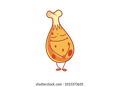 Cute Chicken Character Happy. Vector Illustration. Isolated on white background.