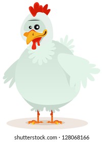 Cute Chicken Character/ Illustration of a cute cartoon chicken character for farm eggs and agriculture or easter holidays