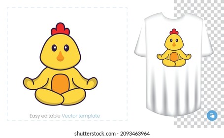 Cute chicken character. Prints on T-shirts, sweatshirts, cases for mobile phones, souvenirs. Isolated vector illustration on white background.