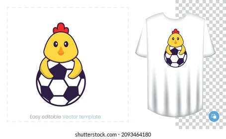 Cute chicken character. Prints on T-shirts, sweatshirts, cases for mobile phones, souvenirs. Isolated vector illustration on white background.