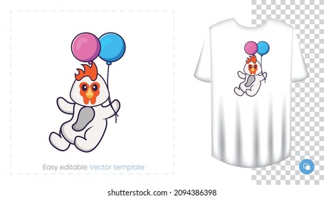 Cute chicken character. Prints on T-shirts, sweatshirts, cases for mobile phones, souvenirs. Isolated vector illustration on white background.