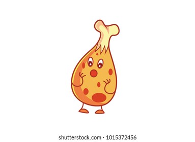 Cute Chicken Character Shocked. Vector Illustration. Isolated on white background.
