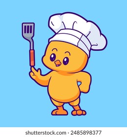 Cute Chicken Chef Holding Spatula Cartoon Vector Icon
Illustration. Animal Food Icon Concept Isolated Premium
Vector. Flat Cartoon Style