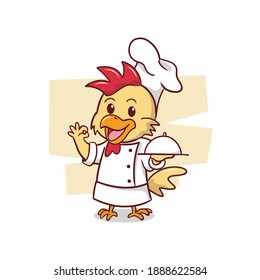 La linda ilustración del chef del pollo